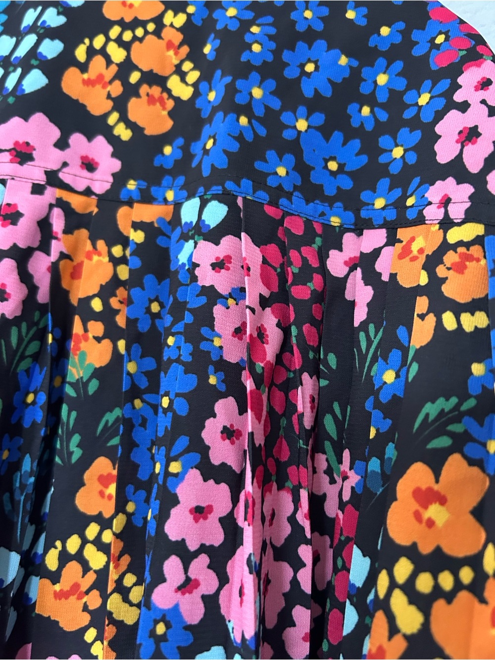 Johnny Was JADE Floral Blouse M eclectic Multicolor Pleated Boho Button Down Top - Picture 9 of 11